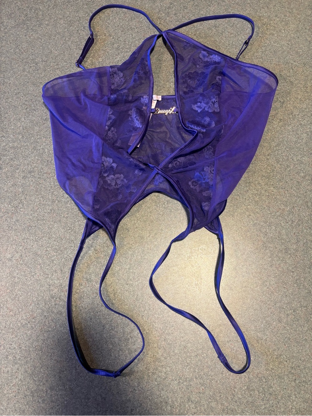 Savage X Fenty Sheer Purple Lace Bodysuit